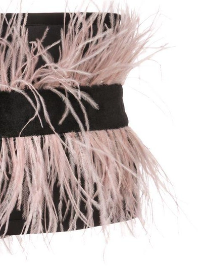 Shop Josie Natori Velvet Ostrich Feather Belt - Black