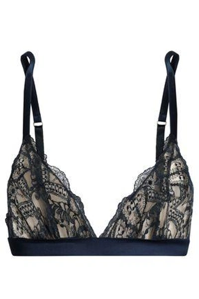 Shop Id Sarrieri Woman Embroidered Tulle And Satin Soft-cup Triangle Bra Storm Blue