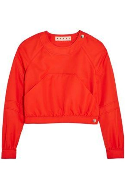 Shop Marni Woman Cropped Twill Top Red