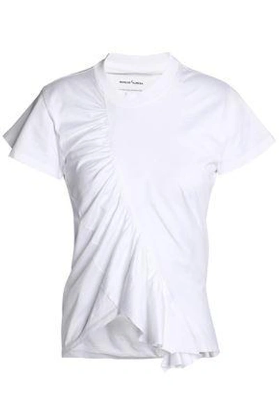 Shop Marques' Almeida Woman Ruffled Cotton-jersey T-shirt White