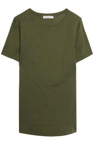 Shop Vince Woman Pima Cotton T-shirt Army Green