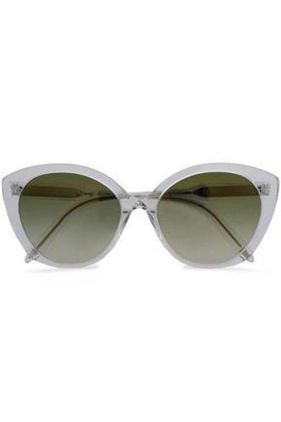 Shop Victoria Beckham Woman Cat-eye Acetate Sunglasses Light Gray