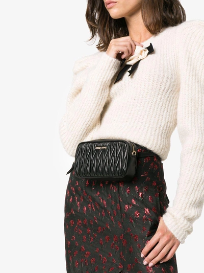 Shop Miu Miu Matelassé Leather Belt Bag In Black