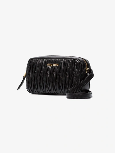 Shop Miu Miu Matelassé Leather Belt Bag In Black