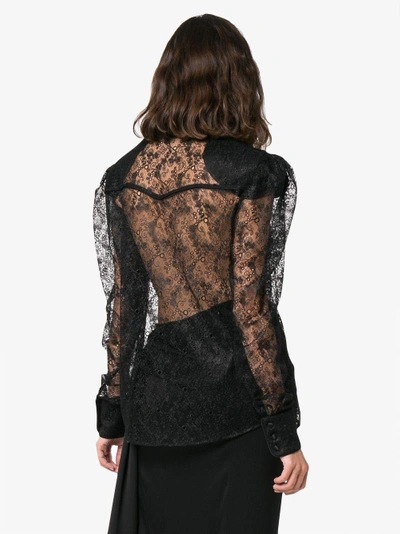 Shop Magda Butrym Busan Lace Long Sleeve Shirt In Black