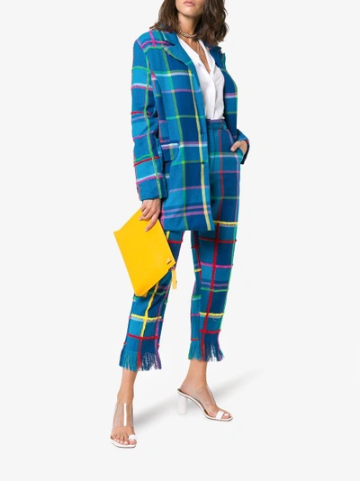 Shop All Things Mochi Long Sleeve Check Blazer Jacket In Blue