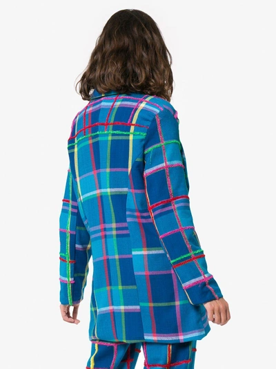 Shop All Things Mochi Long Sleeve Check Blazer Jacket In Blue