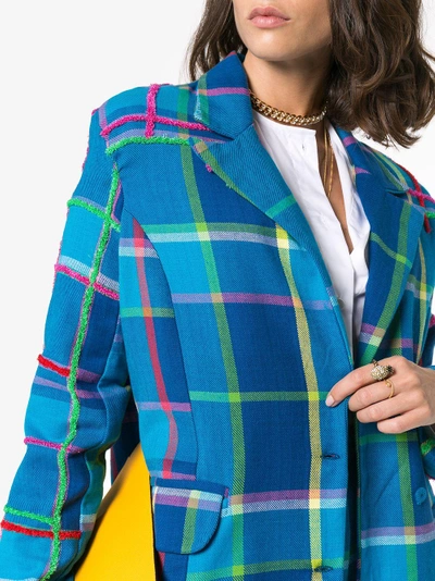 Shop All Things Mochi Long Sleeve Check Blazer Jacket In Blue