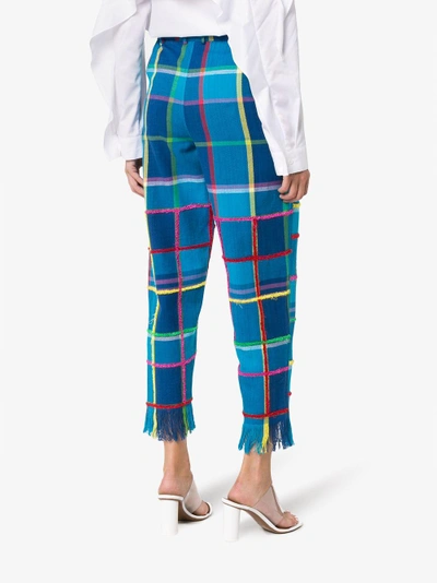 Shop All Things Mochi Vivienne Check Trousers In Blue