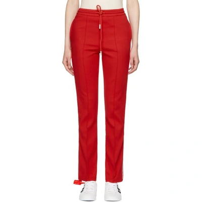 Shop Off-white Red Logo Tape Track Pants