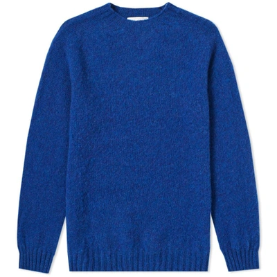 Shop Officine Generale Shetland Wool Crew Knit In Blue