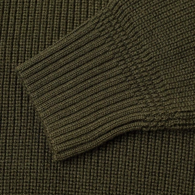 Shop Officine Generale Merino Wool Half Zip Knit In Green