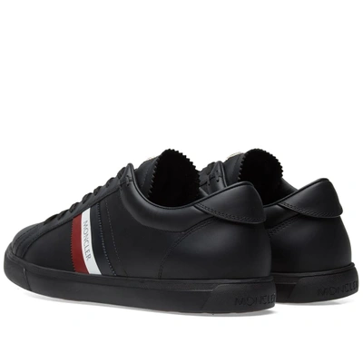 Shop Moncler La Monaco Tricolour Stripe Leather Sneaker In Black