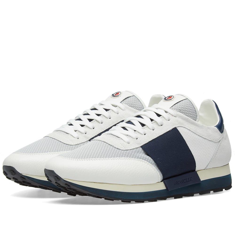 Moncler Suede Mesh Runner In White 