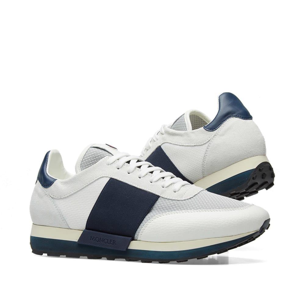 Moncler Suede Mesh Runner In White 