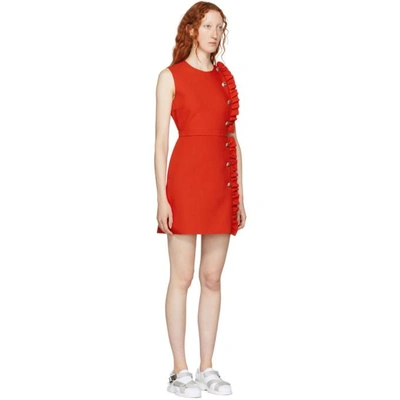 Shop Msgm Red Ruffle Dress In 18 Red