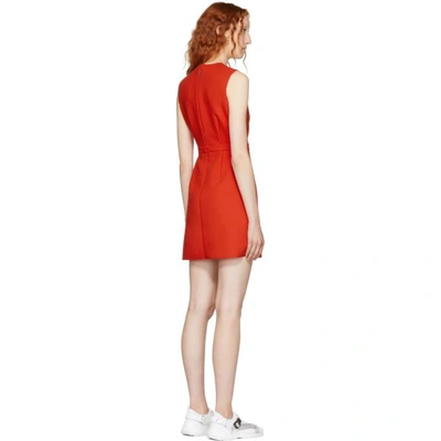 Shop Msgm Red Ruffle Dress In 18 Red
