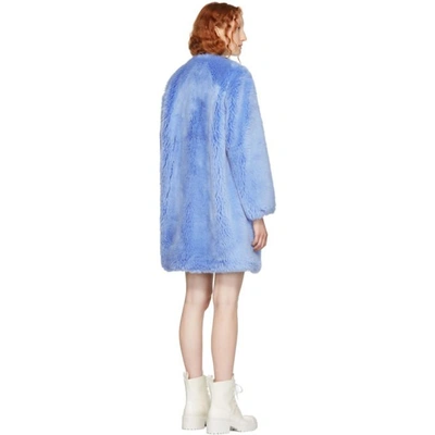 Shop Msgm Blue Faux-fur Coat In 84 Blue