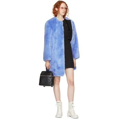 Shop Msgm Blue Faux-fur Coat In 84 Blue