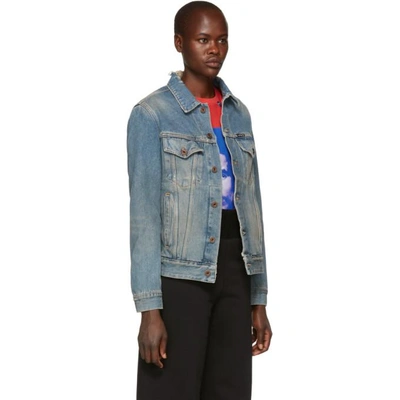 Shop Off-white Blue Denim Gradient Jacket In Multi