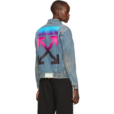 Shop Off-white Blue Denim Gradient Jacket In Multi