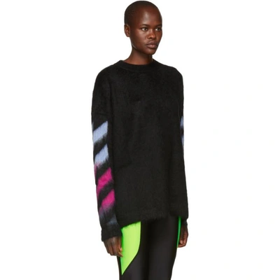 Shop Off-white Black Mohair Gradient Sweater In Black Multi