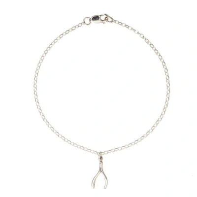 Shop Feather+stone Silver Wishbone Bracelet