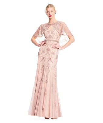 adrianna papell rose gold gown