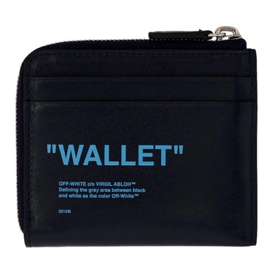 Shop Off-white Blue Quote Zip Wallet In Dk Blue