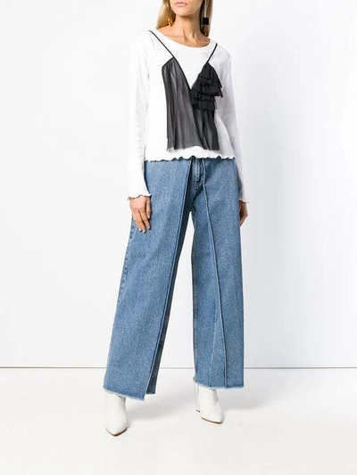 Shop Aalto Cropped Palazzo Jeans - Blue