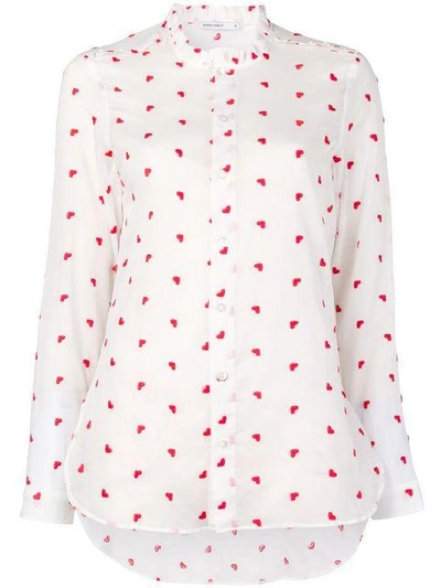 Shop Marie Marot Diana Heart Embroidered Shirt - White