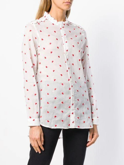Shop Marie Marot Diana Heart Embroidered Shirt - White
