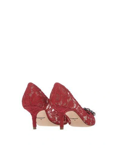 Dolce & Gabbana Lace Rainbow Pumps With Brooch Detailing In Red