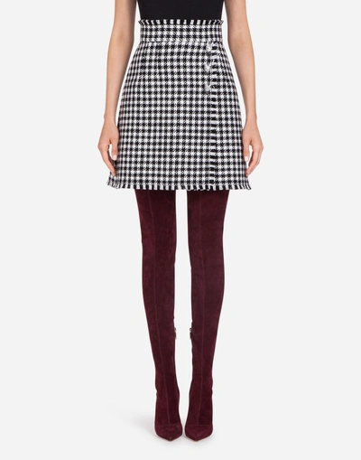 Shop Dolce & Gabbana Houndstooth Skirt In Multi-colored