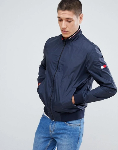 Tommy Hilfiger Reversible Lightweight Bomber Jacket Sleeve & Chest Flag  Logo In Navy/red - Navy | ModeSens