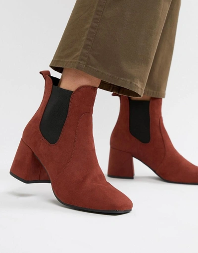Shop New Look Heeled Square Toe Ankle Boot - Orange