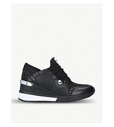 Shop Michael Michael Kors Scout Leather And Mesh Trainers In Black