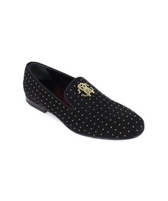 gold studded loafers