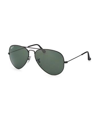 Ray Ban Ray Ban Rb3025 Aviator Large Metal Unisex Sunglasses In Frame Black Lens Polarized Green 55 Mm Modesens