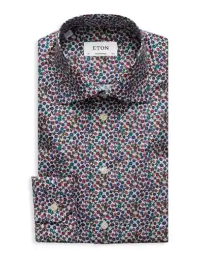 Shop Eton Contemporary-fit Floral Print Dress Shirt In Pink Red
