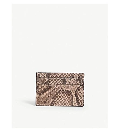 Shop Alexander Mcqueen Nude Pink And Brown Animal Print Skull Python Card Holder In Nude Brown Pink