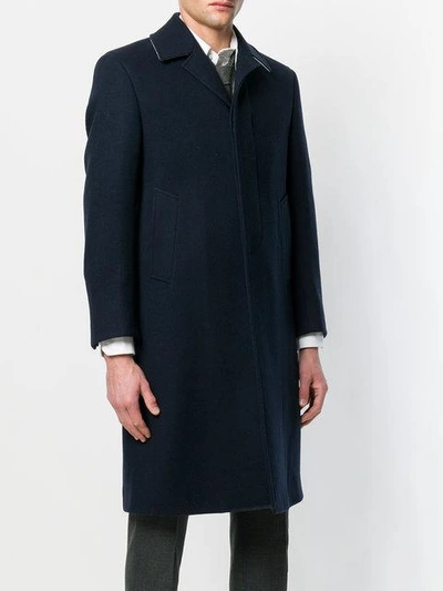 Thom Browne Classic Single-breasted Melton Wool Overcoat - Blue In Blue