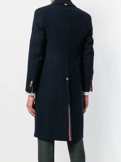 Thom Browne Classic Single-breasted Melton Wool Overcoat - Blue In Blue
