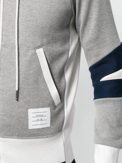 Shop Thom Browne Articulated Zip-up Jersey Hoodie - Grey