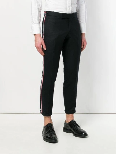 Shop Thom Browne Seamed Elastic Stripe Skinny Wool Trouser In Black