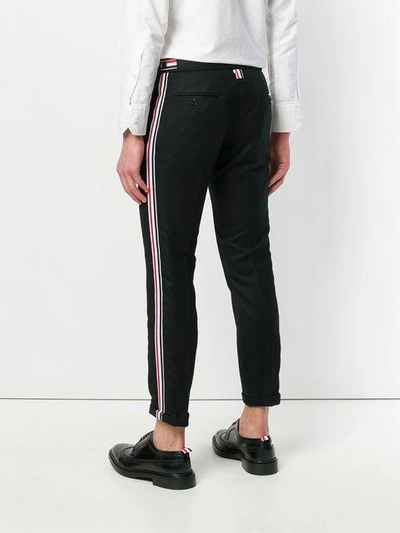 Shop Thom Browne Seamed Elastic Stripe Skinny Wool Trouser In Black