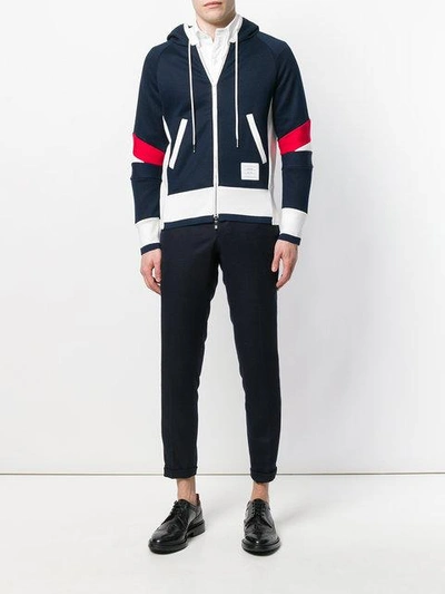 Shop Thom Browne Articulated Chunky Jersey Hoodie - Blue