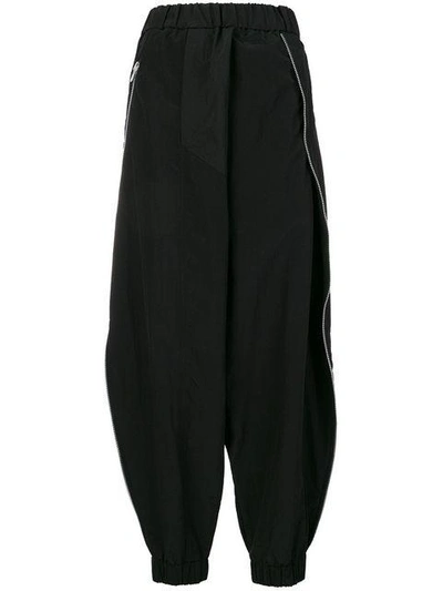 Shop Moohong Palazzo 'zip-freak' Track Pants - Black