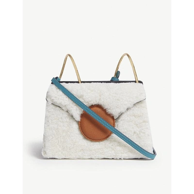 Shop Danse Lente Mini Phoebe Leather Shoulder Bag In White-marine