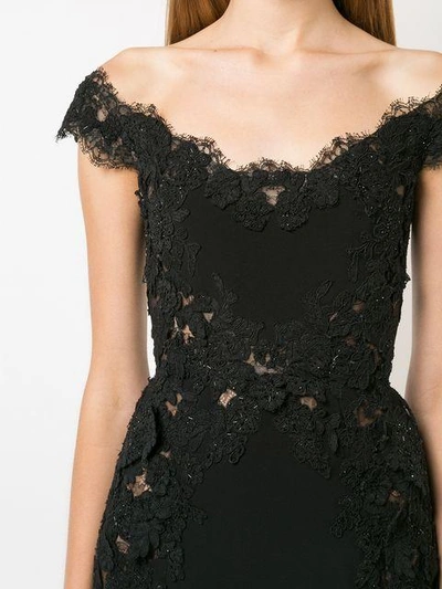 MARCHESA LACE INSERTS GOWN - 黑色